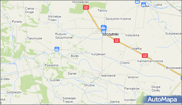 mapa Korzekwin, Korzekwin na mapie Targeo