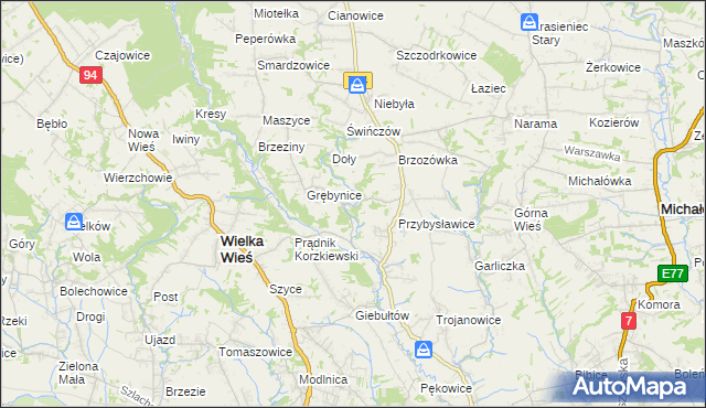mapa Korzkiew, Korzkiew na mapie Targeo