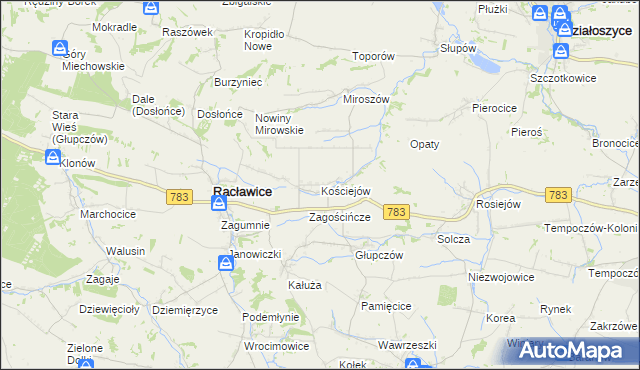 mapa Kościejów, Kościejów na mapie Targeo