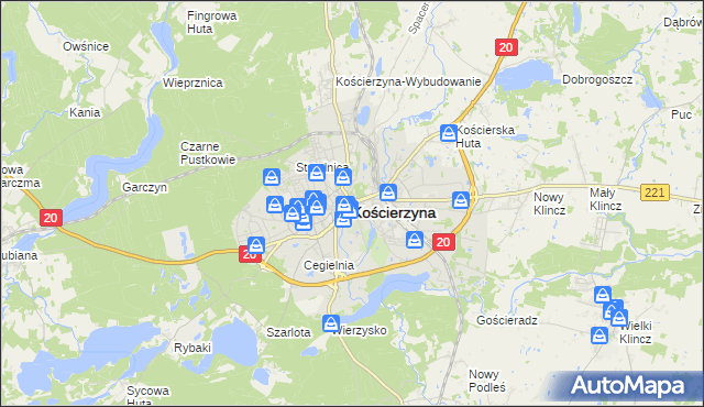 mapa Kościerzyna, Kościerzyna na mapie Targeo