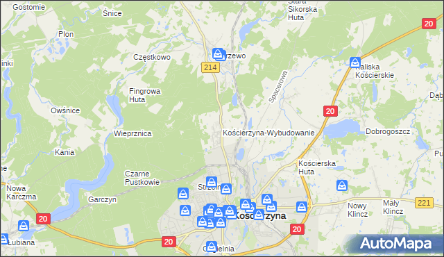 mapa Kościerzyna-Wybudowanie, Kościerzyna-Wybudowanie na mapie Targeo