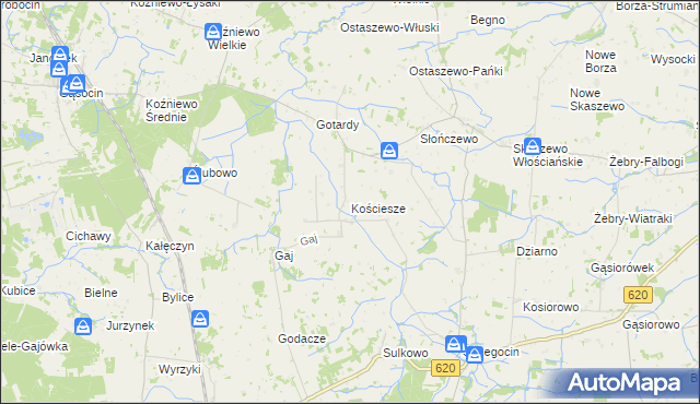 mapa Kościesze, Kościesze na mapie Targeo