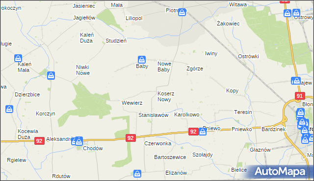 mapa Koserz Nowy, Koserz Nowy na mapie Targeo