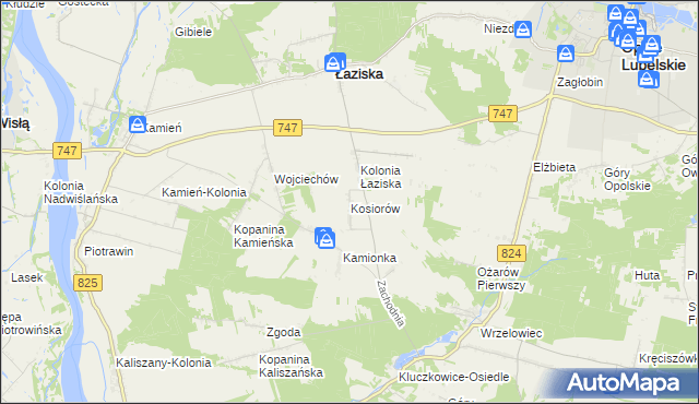 mapa Kosiorów gmina Łaziska, Kosiorów gmina Łaziska na mapie Targeo