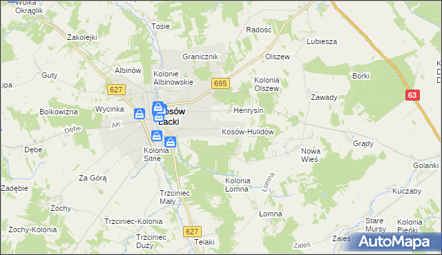 mapa Kosów-Hulidów, Kosów-Hulidów na mapie Targeo