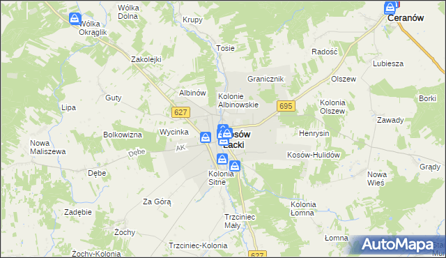 mapa Kosów Lacki, Kosów Lacki na mapie Targeo