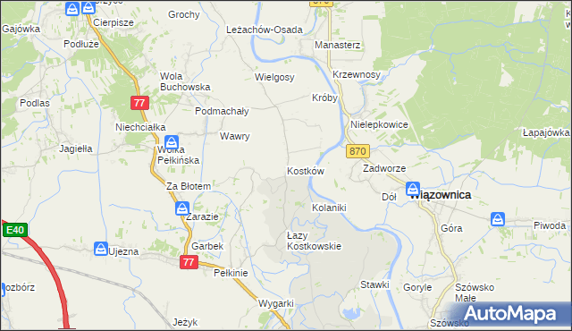 mapa Kostków, Kostków na mapie Targeo