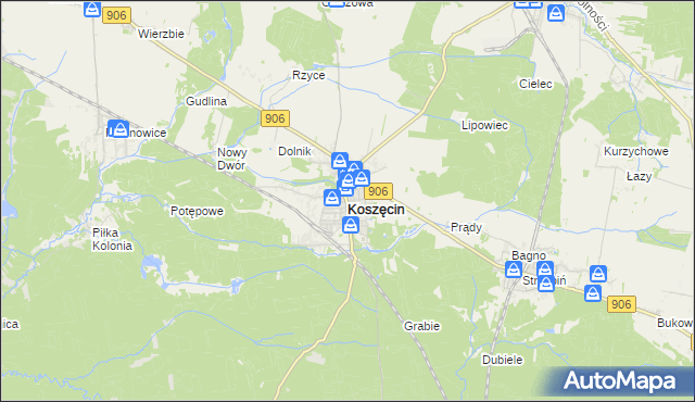 mapa Koszęcin powiat lubliniecki, Koszęcin powiat lubliniecki na mapie Targeo
