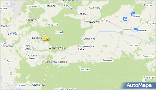 mapa Koszelewska Łąka, Koszelewska Łąka na mapie Targeo