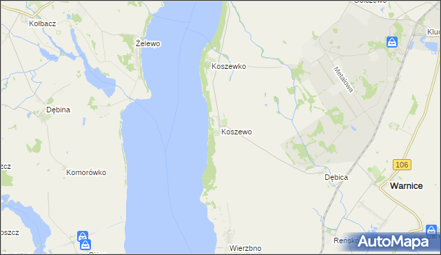 mapa Koszewo gmina Stargard, Koszewo gmina Stargard na mapie Targeo