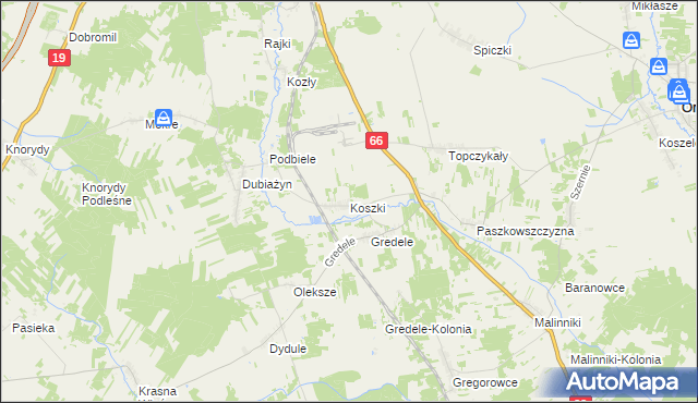mapa Koszki, Koszki na mapie Targeo