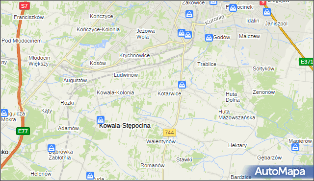 mapa Kotarwice, Kotarwice na mapie Targeo