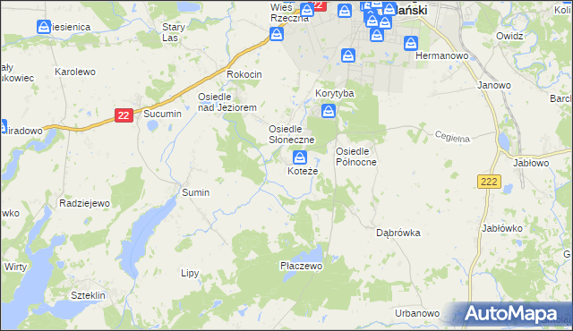 mapa Koteże, Koteże na mapie Targeo