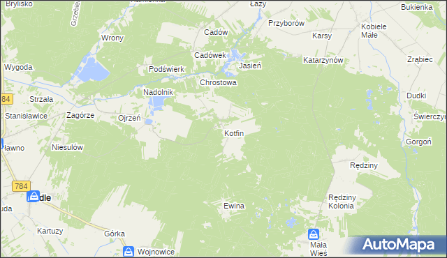 mapa Kotfin gmina Gidle, Kotfin gmina Gidle na mapie Targeo