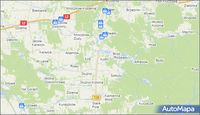 mapa Kotfin gmina Gielniów, Kotfin gmina Gielniów na mapie Targeo