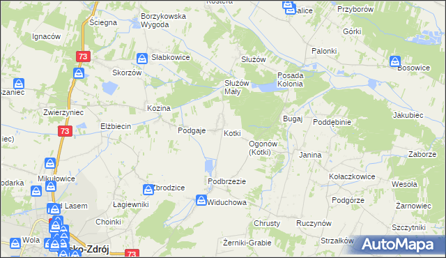 mapa Kotki gmina Busko-Zdrój, Kotki gmina Busko-Zdrój na mapie Targeo