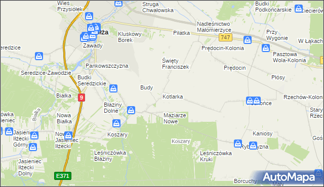 mapa Kotlarka gmina Iłża, Kotlarka gmina Iłża na mapie Targeo
