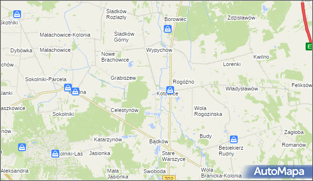 mapa Kotowice gmina Zgierz, Kotowice gmina Zgierz na mapie Targeo
