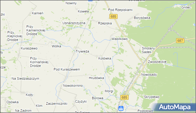mapa Kotówka gmina Hajnówka, Kotówka gmina Hajnówka na mapie Targeo