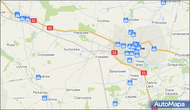 mapa Kowalew gmina Pleszew, Kowalew gmina Pleszew na mapie Targeo