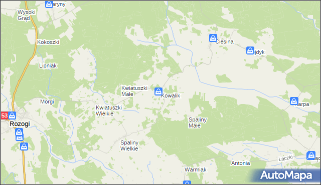 mapa Kowalik, Kowalik na mapie Targeo