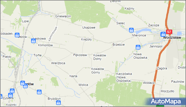 mapa Kowalów Dolny, Kowalów Dolny na mapie Targeo