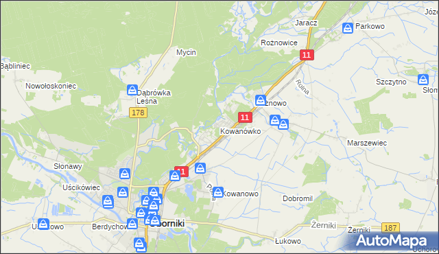 mapa Kowanówko, Kowanówko na mapie Targeo