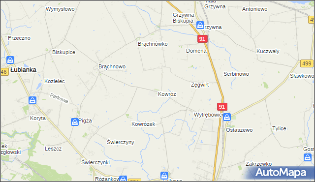 mapa Kowróz, Kowróz na mapie Targeo