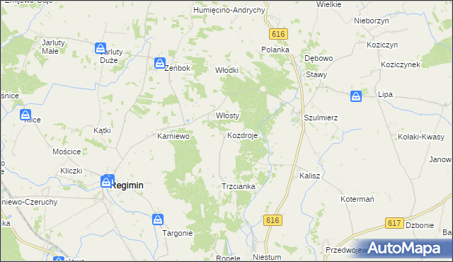 mapa Kozdroje, Kozdroje na mapie Targeo