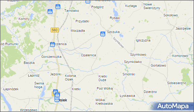 mapa Kozi Róg gmina Brodnica, Kozi Róg gmina Brodnica na mapie Targeo