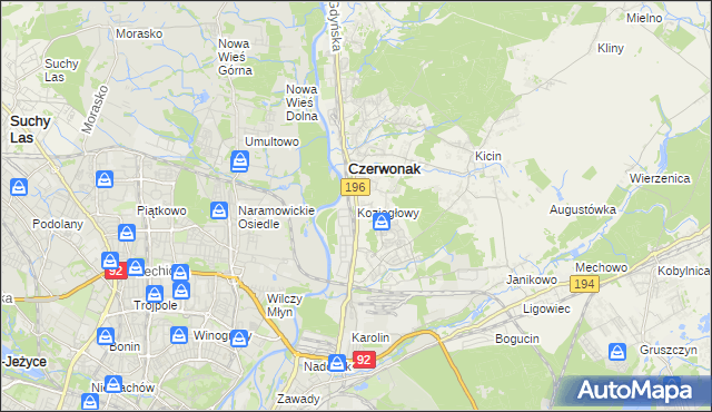 mapa Koziegłowy gmina Czerwonak, Koziegłowy gmina Czerwonak na mapie Targeo