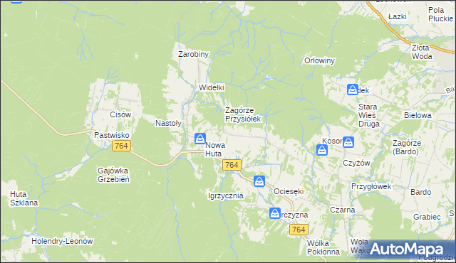 mapa Koziel gmina Raków, Koziel gmina Raków na mapie Targeo