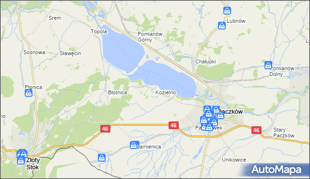 mapa Kozielno, Kozielno na mapie Targeo