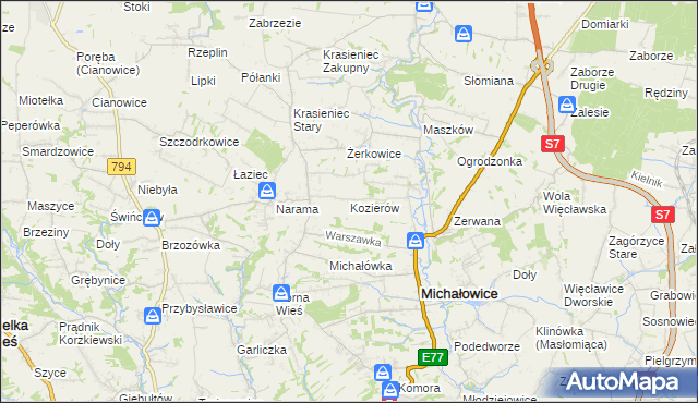 mapa Kozierów, Kozierów na mapie Targeo