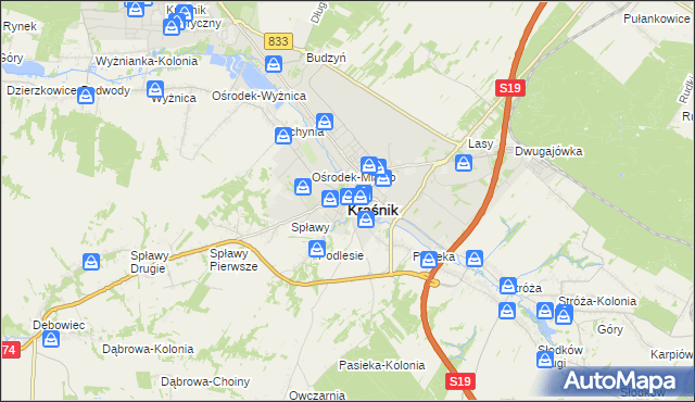 mapa Kraśnik, Kraśnik na mapie Targeo
