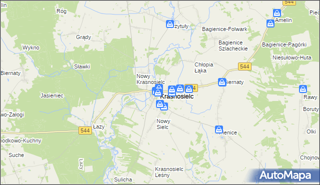 mapa Krasnosielc, Krasnosielc na mapie Targeo