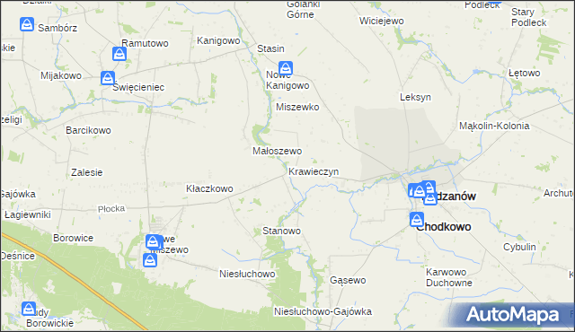mapa Krawieczyn, Krawieczyn na mapie Targeo