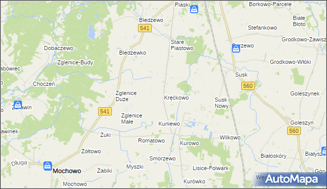 mapa Kręćkowo, Kręćkowo na mapie Targeo