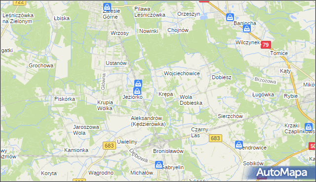 mapa Krępa gmina Prażmów, Krępa gmina Prażmów na mapie Targeo