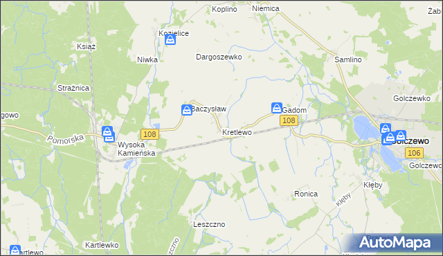 mapa Kretlewo, Kretlewo na mapie Targeo