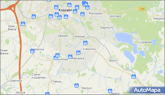 mapa Kretomino, Kretomino na mapie Targeo