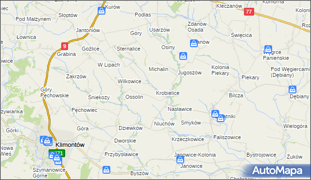 mapa Krobielice, Krobielice na mapie Targeo