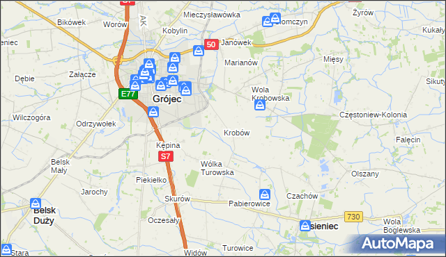 mapa Krobów, Krobów na mapie Targeo