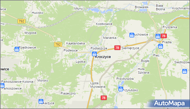 mapa Kroczyce, Kroczyce na mapie Targeo