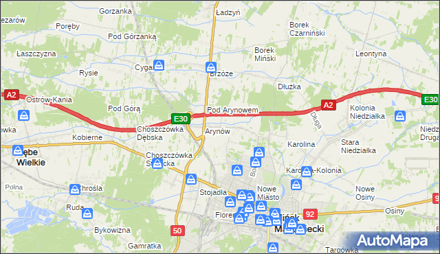 mapa Królewiec gmina Mińsk Mazowiecki, Królewiec gmina Mińsk Mazowiecki na mapie Targeo