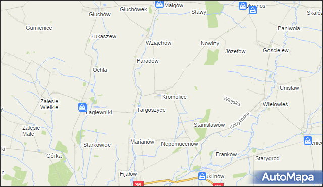 mapa Kromolice gmina Pogorzela, Kromolice gmina Pogorzela na mapie Targeo