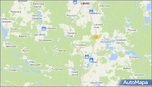 mapa Krosewo, Krosewo na mapie Targeo