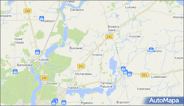 mapa Krosno gmina Wągrowiec, Krosno gmina Wągrowiec na mapie Targeo