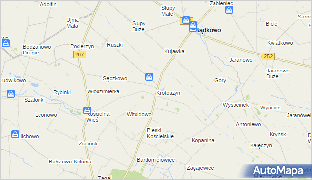 mapa Krotoszyn gmina Osięciny, Krotoszyn gmina Osięciny na mapie Targeo
