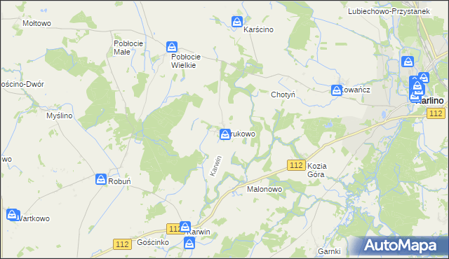 mapa Krukowo gmina Karlino, Krukowo gmina Karlino na mapie Targeo